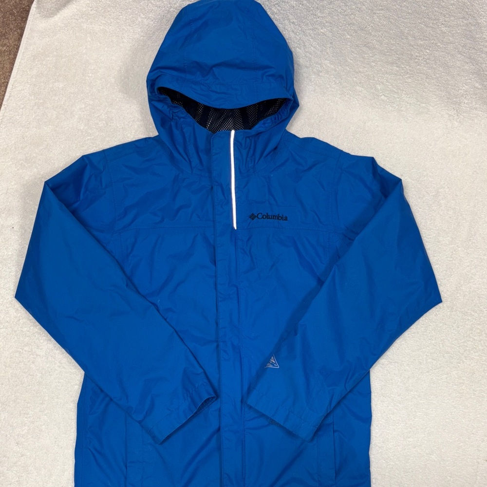 Columbia Vibrant Blue Outdoor omnitech rain Jacket boys medium 10/12